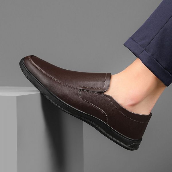 Fashion casual beanies outdoor soft sole work shoes solid color men's small leather shoes man